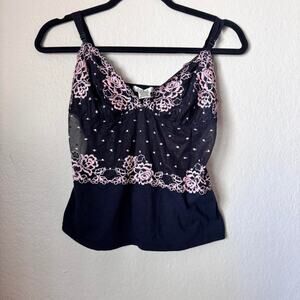Dkny pink and black lace cami size medium